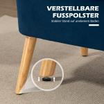 Soffa 2-sits Blå Tyg och Trä för Vardagsrum Retro Soffa med Träben och Mjuk Stoppning Kompakt 117x57x77 cm