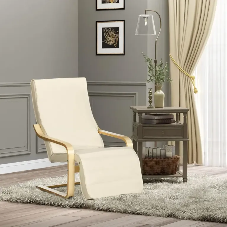 Gungstol Relaxstol Krämvit av Björkträ 66,5 x 94 x 100 cm