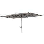 Dubbelparasoll Marknadsparasoll med Vev Mörkgrå av Aluminium ve Polyester för Balkong ve Terrass Solskydd UV50+ 451 x 264 cm