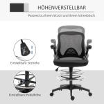 Kontorsstol med Ståfunktion, Fotstöd, Vridbar Sits, Stål, Svart, 64 x 60 x 106–126 cm