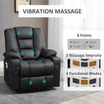 Massagestol Relaxstol Svart av Konstläder och Metall för Vardagsrum med Ståhjälp och Liggfunktion USB Port upp till 150 kg