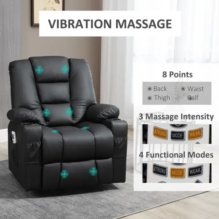 Massagestol Relaxstol Svart av Konstläder och Metall