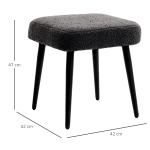 Fotpall Fotstöd Mörkgrå av Kashmirlook och Stål för Vardagsrum Fyrkantig Pall Elegant Design