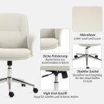 Kontorsstol Skrivbordsstol med Vippfunktion Gräddvit av Mikrofiber för Kontor och Arbetsrum Ergonomisk Snurrstol 120 kg 67 x 69 x 92-102 cm