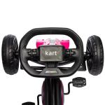 Gokart Trampbil för Barn Rosa av Metall och Plast för Barn 3-8 År Trampbil med Handbroms och Justerbart Säte