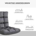 Golvstol Golvfåtölj Grå av Metall och Skum för Avkoppling 3-i-1 Fällbart Ryggstöd med 13 Lägen Sittdyna Bekväm 55 x 71 x 53,5 cm