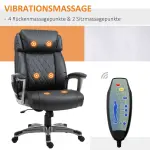 Kontorsstol Chefsstol med Massagefunktion Nackstöd Höjdjusterbar upp till 120 Kg Svart