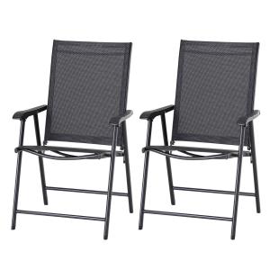 Campingstolar 2-Pack Hopfällbara Stolar med Armstöd Metall för Utomhus och Fritid Svart 58 X 64 X 94 Cm