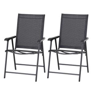Campingstolar 2-Pack Hopfällbara Stolar med Armstöd Metall för Utomhus och Fritid Svart 58 X 64 X 94 Cm