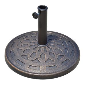 Rund Parasollfot Harts med Bronsfinish för Trädgård Passar Stångdiameter 38-48 Mm Brons 48,5 X 34 Cm 14 Kg