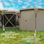 Lusthus Paviljong Sexkantig Pop-Up Khaki av Polyester och Metall för Camping och Trädgård Vattentätt Partytält 3,5 x 3 m