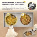 Matbar Hund Upphöjd Grå MDF och Rostfritt Stål för Hundar Foderstation med Förvaringsskåp och 2 Skålar Dekorativ Design med Benmönster