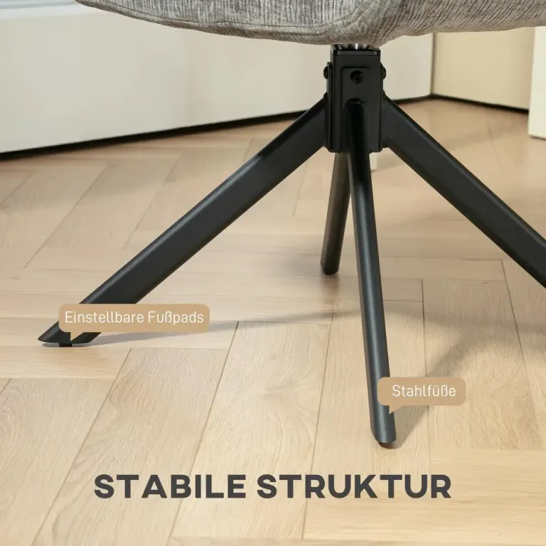 Fåtölj Snurrstol Mörkgrå av Ull och Linne Stoppad Stol