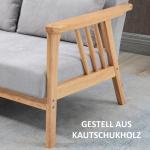 Soffa Loveseat 2-Sits Grå av Tyg med Sammetslook och Trä för Vardagsrum Klädd Soffa med Armstöd och Kuddar upp till 200 kg 130 x 75 x 78 cm
