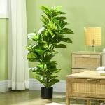 Konstgjord Ficus med 90 Realistiska Blad och Plastkruka för Vardagsrum och Kontor Hållbar och Prisvärd Grön Plast för Inomhusbruk 110 cm
