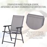 Hopfällbara Campingstolar 2-Pack, Bekväma Fiskestolar med Armstöd, Lättviktiga Utestolar i Metall, Grå, 58 x 64 x 94 cm