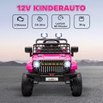 Elbil för Barn med 2.4 GHz Fjärrkontroll och 2 Motorer samt Tuta och LED Musik Hållbar och Säker Rosa Plast 12V 3-8 År för Lek