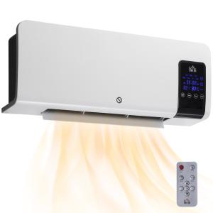 Väggmonterad Elvärmare med Oscillerande Funktion, 2 Lägen, Timer, LED-skärm, Vit