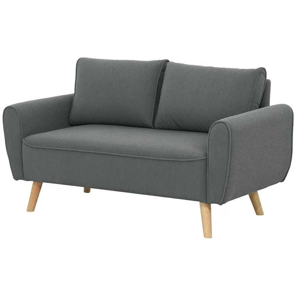 Soffa Loveseat 2-Sits Liten Soffa Mörkgrå 145 x 75 x 78 Cm