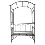 Rosenbåge med Integrerad Bänk Dekorativ Trädgårdssoffa med Spaljé för Klätterväxter Stabil Metallkonstruktion Svart 115 X 50 X 203 Cm