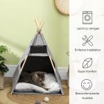 Tipi-Tält för Hund och Katt, Mysigt Djurhus i Filt med Mjuk Plyschkudde, Tvättbar Sovplats för Husdjur, Grå, 58 x 58 x 80 cm