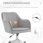 Snurrbar Massagestol för Kontor, Ergonomisk Skrivbordsstol med Ländkudde, Bekväm Arbetsstol med Massagefunktion, Grå