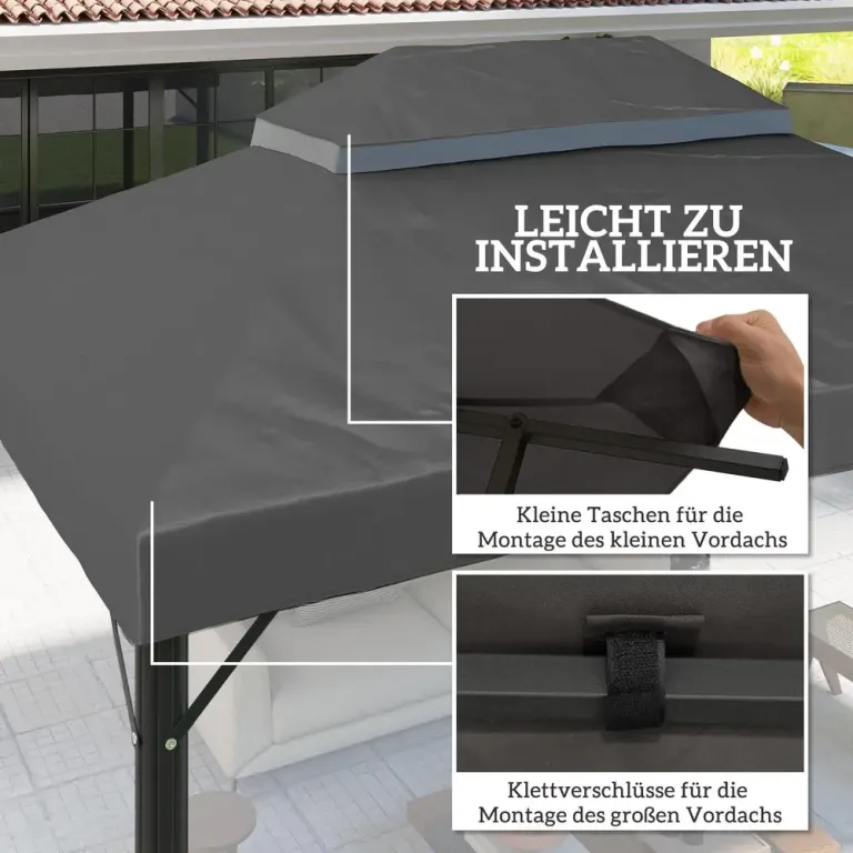 Ersättningstak för Paviljong Dubbeltak Mörkgrå 3 x 4 m