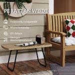 Trädgårdsbord Sidobord med Glasskiva Natur av Polyrattan ve Glas för Balkong ve Terrass Rektangulärt Uteplatsbord 90 x 50 x 45 cm