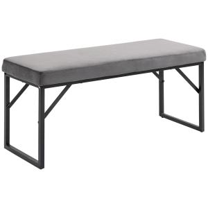 Klädd Bänk Sängbänk Mörkgrå av Tyg med Sammetslook och Trä för Vardagsrum och Sovrum Stoppad Hallbänk Modern 115 x 46 x 49 cm