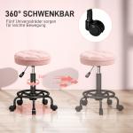 Höjdjusterbar Svängbar Rullpall, 360° Vridbar Arbetspall, Rosa, Ø50x50-66 cm