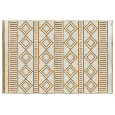 Utomhusmatta Plastmatta Kaffe och Vit av Plast 121 x 182 cm