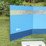 Vindskydd Campingskyddsskärm med Fönster Blå av Tyg för Camping och Strand Vikbart Staket för Trädgård och Terrass 440 x 140 cm