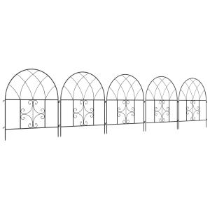 Trädgårdsstaket i Stål 300x70 cm – Dekorativt Nätstaket och Staketset – Toppvalvstaket och Hundstaket för Trädgård, Blomsterrabatter och Djurbarriär – Utomhusbruk – Svart