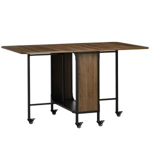Matbord Fällbord Ljusbrun av Trä och Metall för Små Rum Hopfällbart Mobilt Bord för 6 Personer 130 x 80 x 74 cm