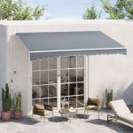 Vikarmsmarkis med Handvev Solskydd för Terrass och Uteplats Justerbar UV-Beständig Polyesterväv Aluminiumstativ Grå 4,5 X 3 M