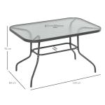 Bistrobord Stabil Carbongrå Metall för Trädgård och Balkong med Härdat Glas och Paraplyhål för Matplats Utomhus 120 x 80 x 70 cm