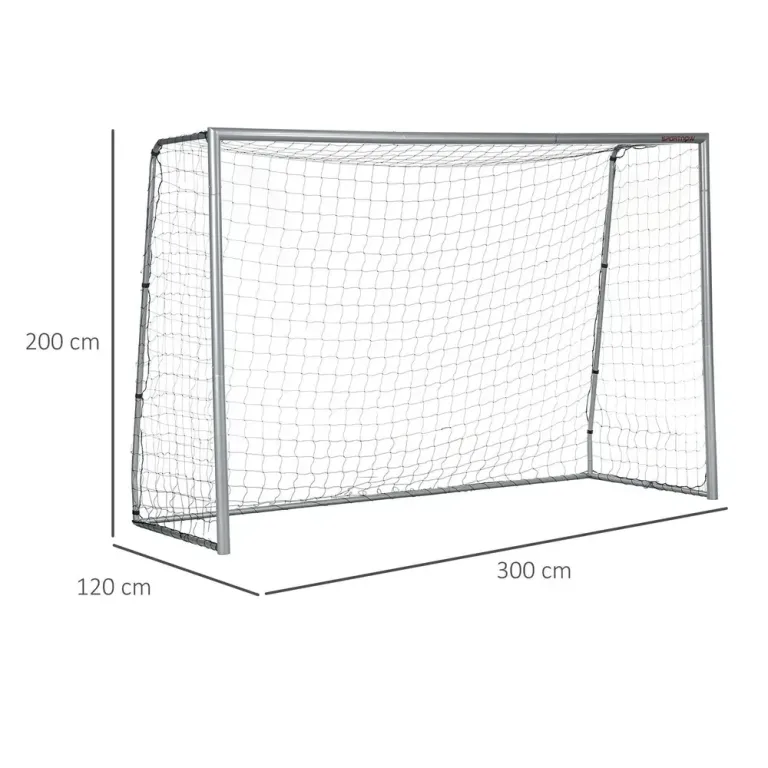 Fotbollsmål Träningsmål Grå av Stål 300 x 120 x 200 cm