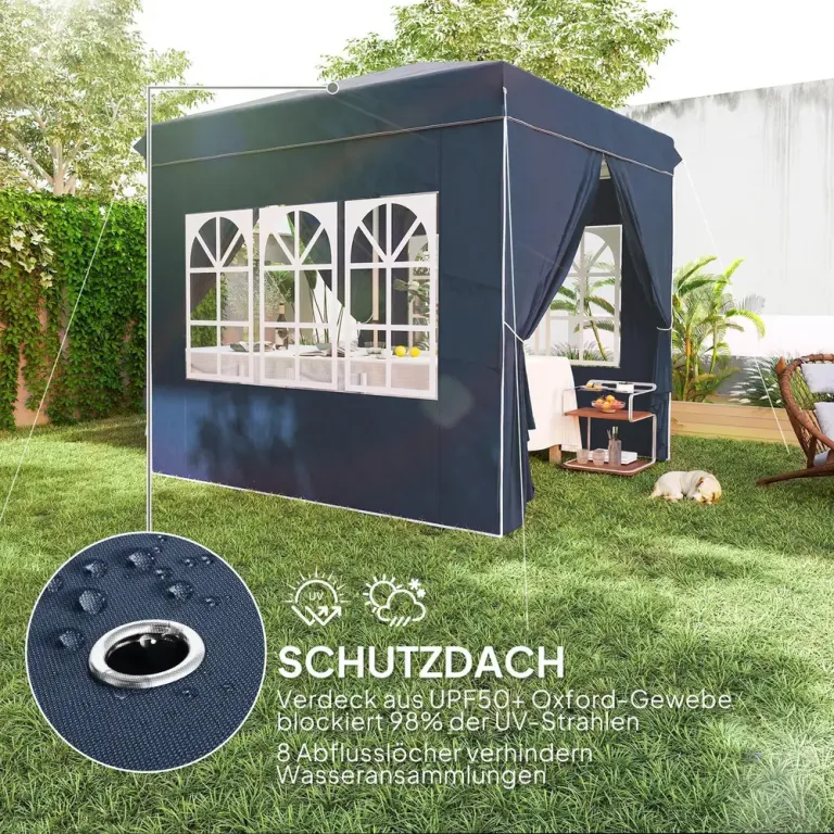 Lusthus Partytält Pop-up Paviljong Vit 2,5 x 2,5 m