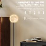 Golvlampa med Månskärm, Fotkontakt och 3 Färgtemperaturer i Metall, Svart