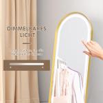 Helfigursspegel Väggspegel Guld av Glas och Aluminium för Garderob Dimbart LED Ljus med Touchknapp 47 x 146 cm