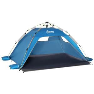 Strandtält Pop-Up Tält med Solskydd Himmelsblå av Polyester för Strand och Picknick Vindskydd med Dragkedja
