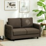 Soffa Loveseat 2-Sits Modern Soffa Brun av Sammetslook för Vardagsrum Stoppad Soffa med Förvaring och Kuddar 136 x 75 x 84 cm