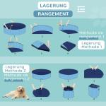 Hundbassäng Plaskdamm Blå Röd PVC och Trä för Hundar Pool för Avkylning på Sommaren Hopfällbar 120 X 30 Cm