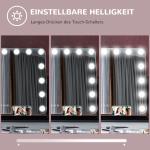LED-sminkspegel med 3 Ljuslägen, Dimbar, Pekkontroll och USB, Svart, 62,5 x 49,5 cm