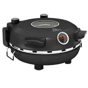 Elektrisk Pizzaugn 430°C, 1200 W med 30 cm Stenplatta, Timer och Visningsfönster, Svart