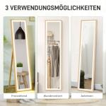 LED Fullängdsspegel med Touchkontroll, Dimbar, 3 Färglägen, Ek, 40x160 cm