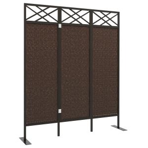 Rumsavdelare/Paravant, Vintage Design, 3-paneler, Brun + Svart, 148 x 33 x 181 cm