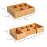 Förvaringslåda Utdragbar Organisatör Bambu Naturlig och Miljövänlig Förvaring Natur 24,6 X 17,6 X 7 Cm