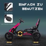 Gokart Trampbil för Barn Rosa av Metall och Plast för Barn 3-8 År Trampbil med Handbroms och Justerbart Säte