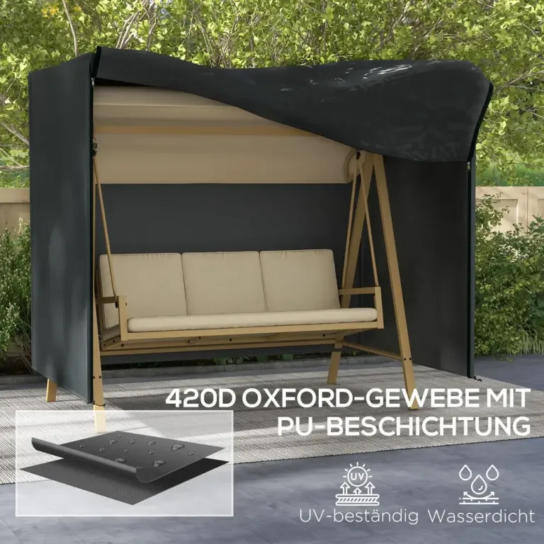 Skyddsöverdrag för Trädgårdsgunga Svart 220 x 125 x 172 cm